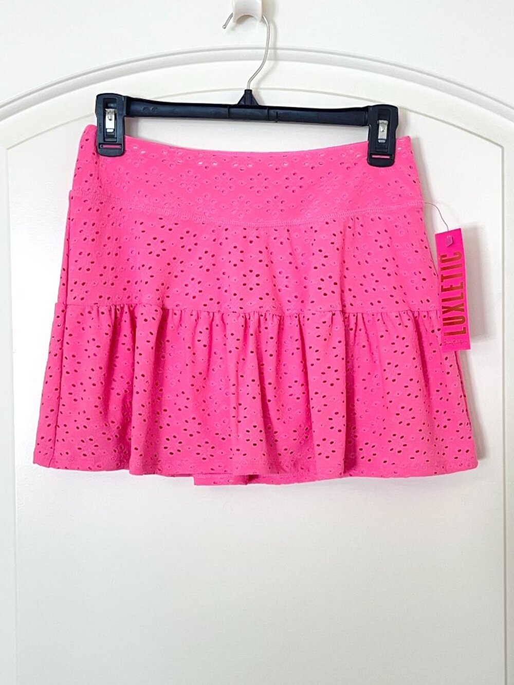 New Lilly Pulitzer Luxletic Skort Gardenia Skirt Shorts Havana Pink Eyelet XS